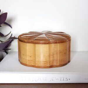Round Wooden Box, Trinket Box, Decorative Storage, MCM Wood Home Décor